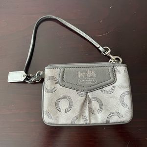 Silver signature coach wristlet